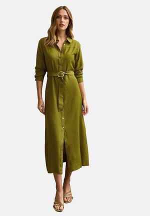 New Look LONG SLEEVE BELTED MIDI - Skjortklänning - olive