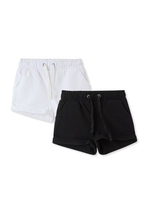 Set di due pantaloni corti: uno bianco e uno nero. Realizzati in cotone, con vita elastica, cordino e tasche laterali.