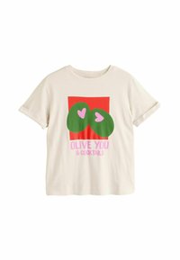 Next REGULAR FIT - VALENTINES DAY PUN GRAPHIC SHORT SLEEVE - Trükipildiga T-särk - ecru marl