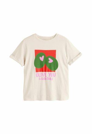Next REGULAR FIT - VALENTINES DAY PUN GRAPHIC SHORT SLEEVE - Triko s potiskem - ecru marl