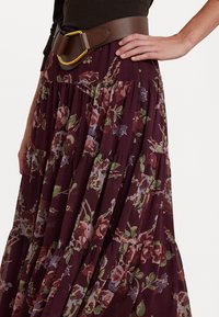 Lauren Ralph Lauren FLORAL CRINKLE GEORGETTE TIERED SKIRT - A-silueta svārki - burgundy multi