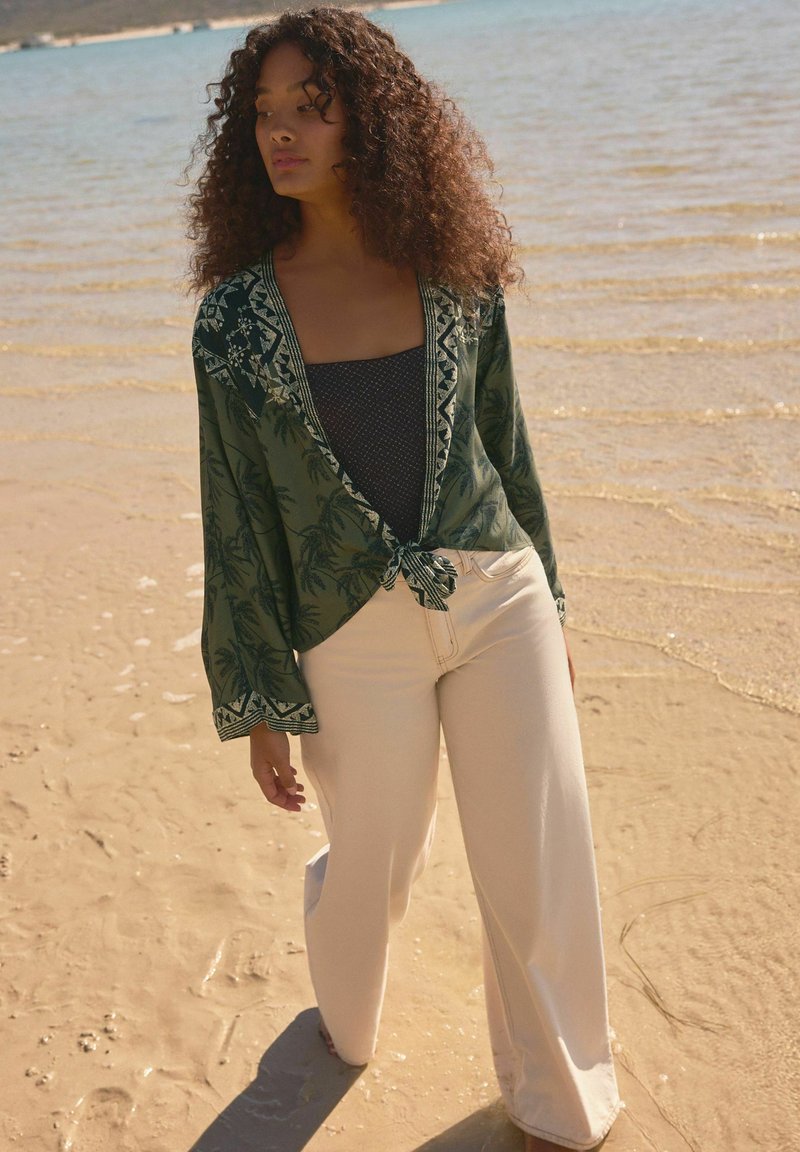 Next TIE FRONT KIMONO COVER-UP - Suvejakk - khaki green palm