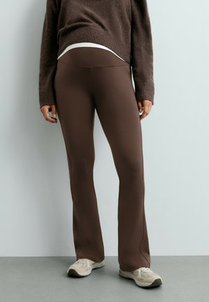 OYSHO, WARM MATERNITY FLARE TROUSERS WITH ZIPS - Legging (type pantalon) - dark reddish‑brown