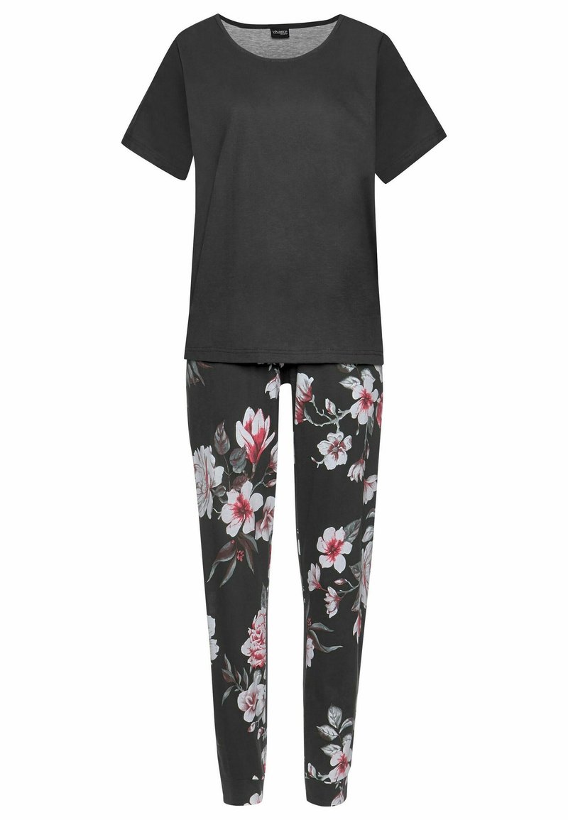 Damen Nachthemden | LASCANA Nachtwäsche Set lila geblümt schwarz/pink - MC62374 Damen Nachthemden | LASCANA Nachtwäsche Set lila geblümt schwarz/pink - MC62374