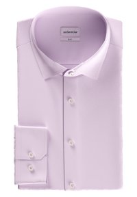 Slim-fit, lavendelkleurig overhemd met een gestructureerd, diagonaal patroon, button-down kraag en barrel cuffs. Seidensticker merklabel inbegrepen.