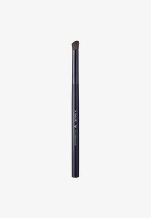 Black makeup brush with a tapered, rounded bristle tip. Features a long, slender handle with green text stating "Eye Definer Brush."