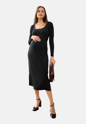 SCOOP NECK BODYCON  - Vestito di maglina - black