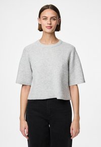 Pieces - PCSILLY SS O-NECK BC - Paprasti marškinėliai - light grey melange Miniatiūros vaizdas 1