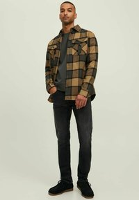 Jack & Jones flannel overshirt in black