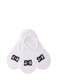 Weiße Baumwollknöchelsocken im Dreierpack, mit einem schwarzen DC-Logo auf jeder Socke, glattem Stoff und rutschfestem Design.