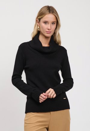 INFLUENCER, INFLUENCER PULLOVER COWL-NECK BASIC PULL - Pullover - black