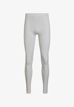 Leggings bianchi FALKE, realizzati in materiale elastico, con una vita a coste, texture liscia e motivi sottili lungo le gambe.