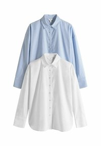 2 PACK OXFORD - Bluza s gumbima - blue white stripe white