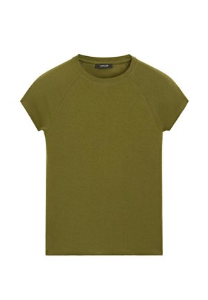 Massimo Dutti, SHORT SLEEVE RAGLAN T-SHIRT - T-shirt basic - khaki