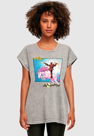DEADPOOL  UNICORN BATTLE  - Print T-shirt - grey black