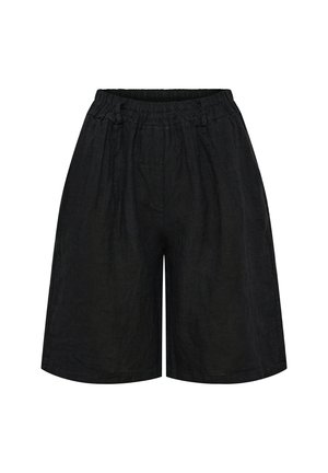 Sorte løstsiddende shorts til knæet med elastisk talje og diskrete sidelommer.