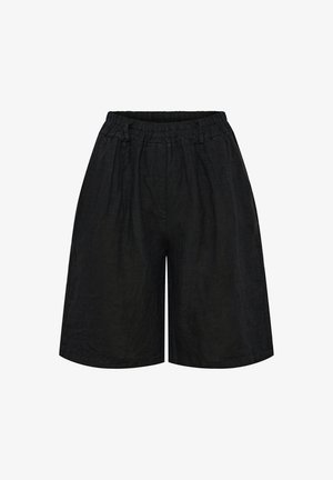 Sorte løstsiddende shorts til knæet med elastisk talje og diskrete sidelommer.