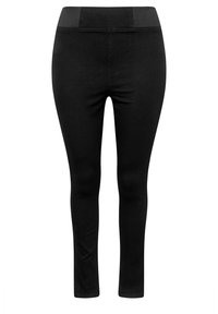 Svarta leggings med ett slätt, stretchigt tyg och elastisk midja. Designen har en åtsittande form och ankel-lång längd.