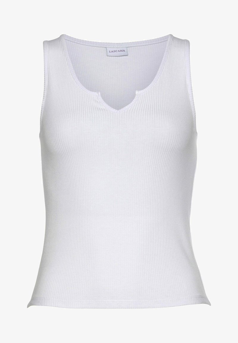 Valge ribadega särk V-kaelusega, keha lähedane siluett ja pehme tekstuur, sobib igapäevaseks kandmiseks või kihiliseks riietumiseks.