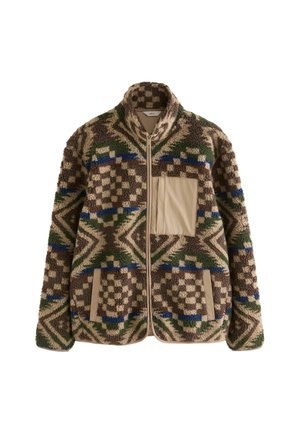 ZIP THROUGH FIT PRINTED - Fleecejacke - brown tan geometric