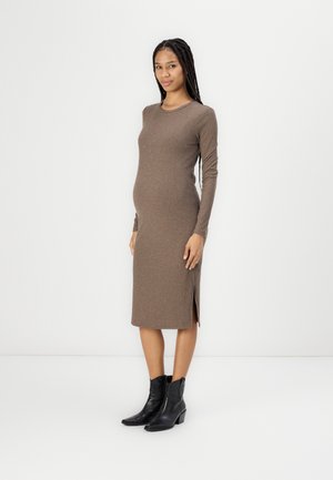 OLMKEEN O NECK DRESS - Jerseykjole - chocolate brown