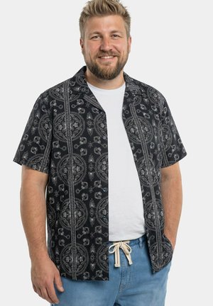 Men Plus, SHIRT, SHORT SLEEVE, ALL-OVER PRINT, CUBA COLLAR, CUBA FIT, UP TO 8 XL - Hemd - black