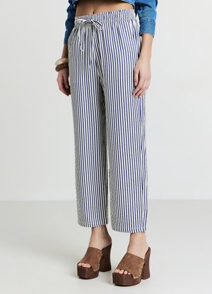 Calliope JOGGER RIGHE CRINKLE  - Trousers - var bluette
