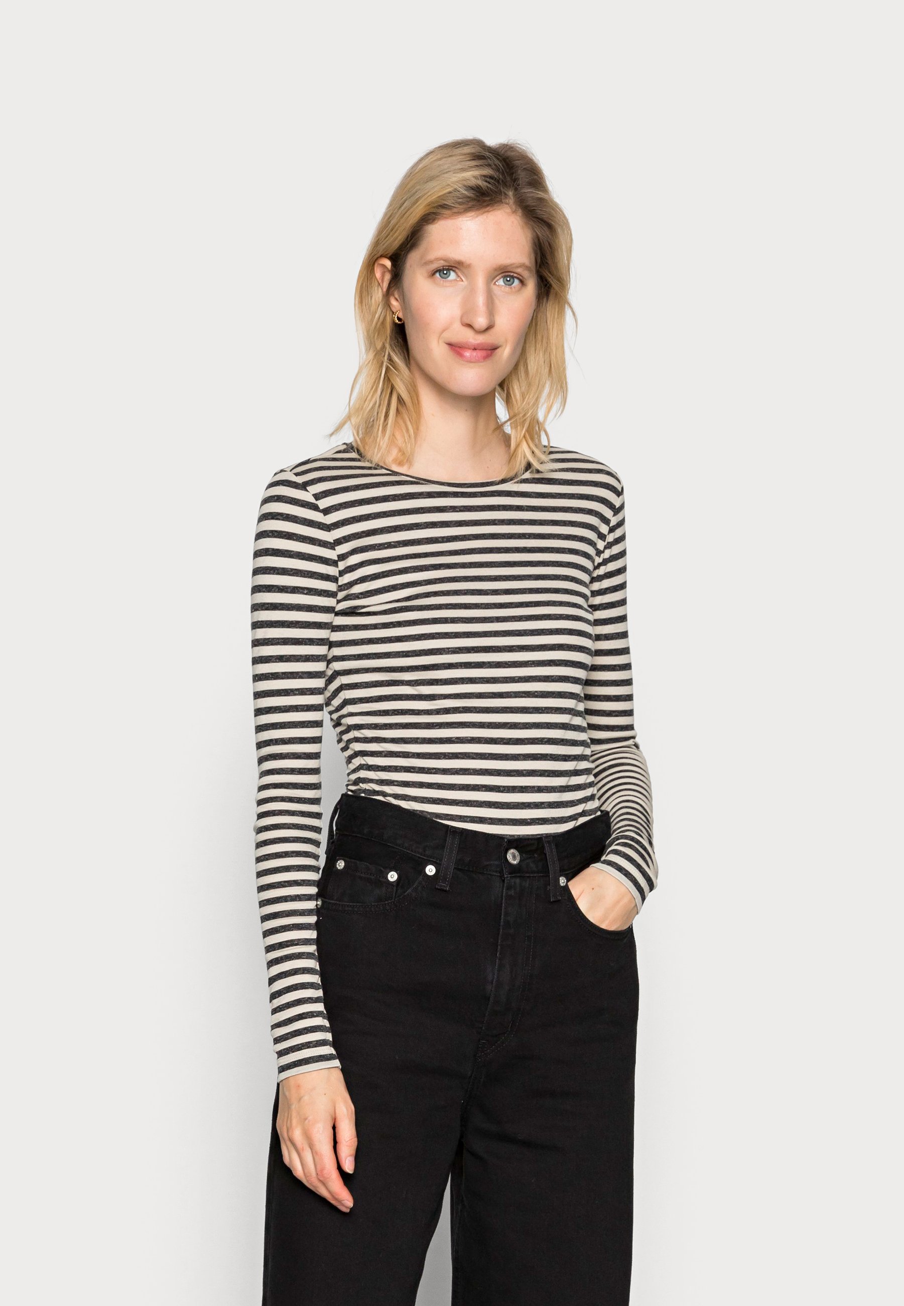 by-bar BASIC MELANGE STRIPE - Longsleeve - chalk/grijs - Zalando.nl