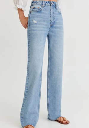 Straight-leg jeans with raw-cut hems - Jeans straight leg - blue