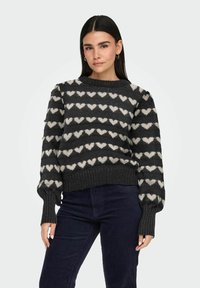 JDY JDYSIGRID LIFE ON PUFF - Pullover - dark grey melange