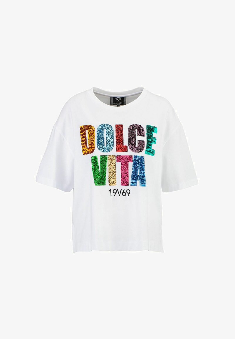 19V69 Italia PETONIA SEQUINS - T-Shirt print - white