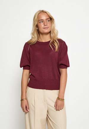 LIVA PUFF SLEEVE - T-shirt print - cordovan met