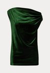 STRETCH VELVET OFF THE SHOULDER BLOUSE - Print T-shirt - emerald green