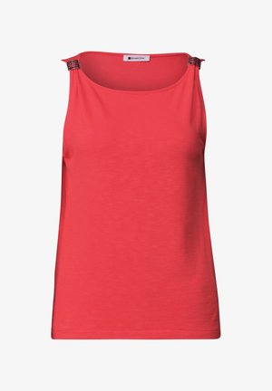 Street One, TOP WITH BOAT NECKLINE AND SHOULDER, czerwony melanż