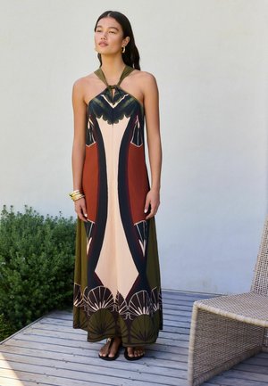 Next, TALL FIT - HALTER TWIST NECK MIDI DRESS . - Maxi dress - brown geo placement print