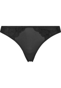 Sort svart med blonderliv, glatt stoff, lav midje-design og sømløse kanter for en delikat finish.