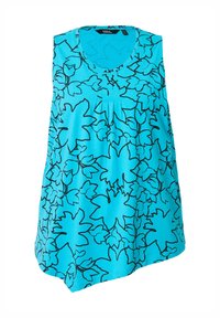 Ulla Popken FLOWER OUTLINE POINTED HEM TANK - Top - deep aqua