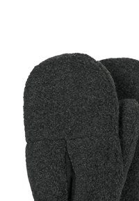 Schwarze Wollhandschuhe mit strukturierter Oberfläche, runder Form und gesplittetem Nahtdesign für verbesserte Flexibilität.