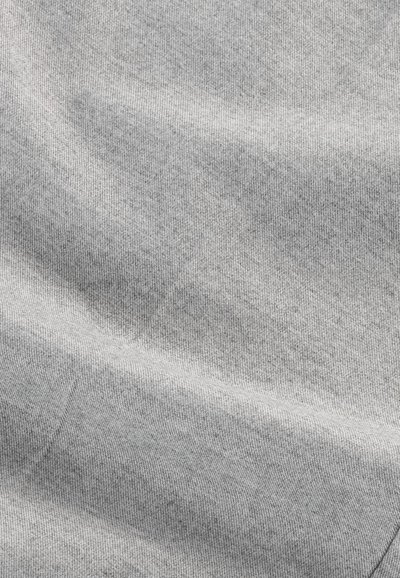 Gray fabric with a soft, textured surface showing a subtle pattern of light and dark shades, creating a wrinkled appearance.