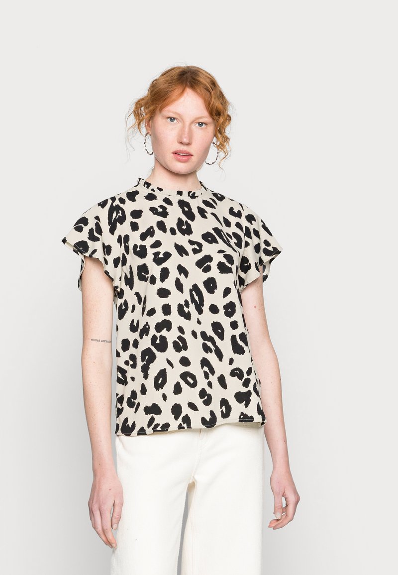 ONLY ONLJULIA LIFE CAP SLEEVE - T-shirt estampada - beige