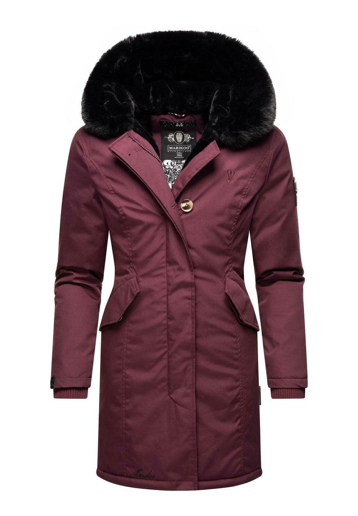 dark red winter coat