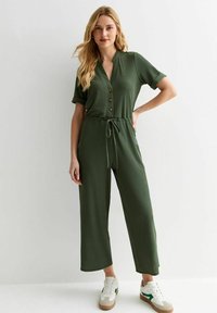 New Look RIBBED DRAWSTRING WAIST - Jumpsuit - khaki