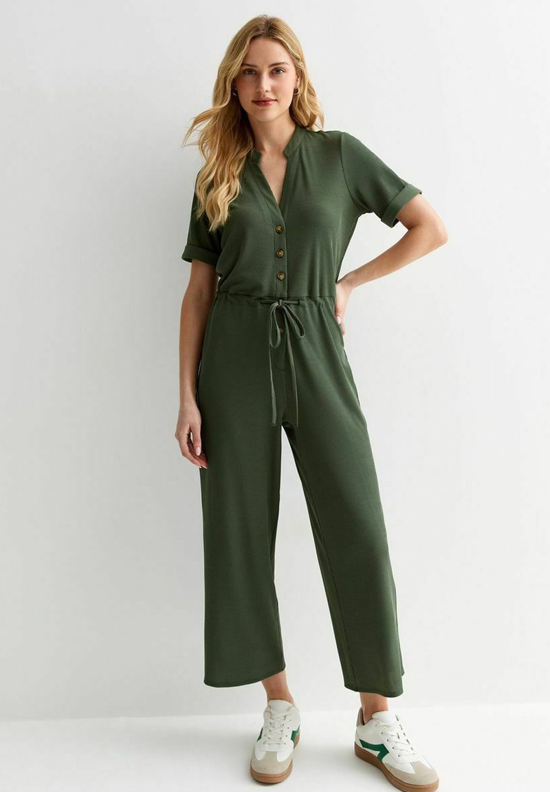 New Look RIBBED DRAWSTRING WAIST - Jumpsuit - khaki