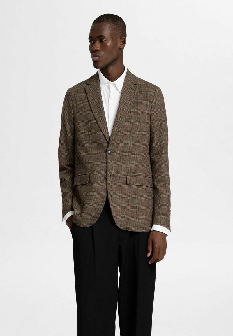 Selected Homme KARIERTER - Kavaj - brownie