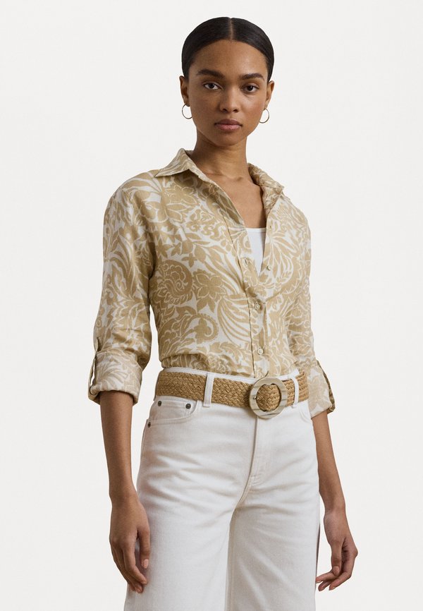 RELAXED FIT FLORAL LINEN SHIRT - Button-down blouse
