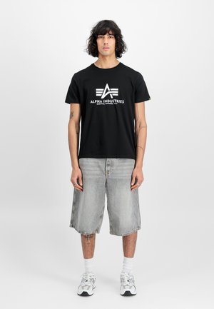 Alpha Industries 2 PACK - Print T-shirt - black/white