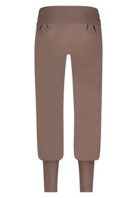 Braune, kurze Hosen aus weichem Stoff, mit einem breiten elastischen Bund und schmal zulaufenden Bündchen am Knöchel für eine entspannte Passform.