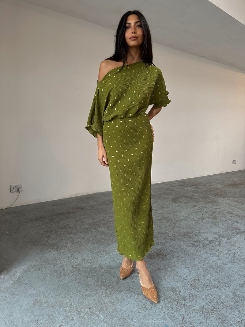 slim fit dress slacks Khaki Mini Plisse Tilly Dress main image 0