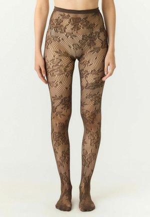 YAS, TIGHTS YASANNELI JACQUARD - Collants - camel