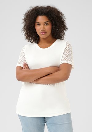 Kaffe Curve KAFFE CURVE KCBIRGITA LACE T-SHIRT - Basic T-shirt - chalk